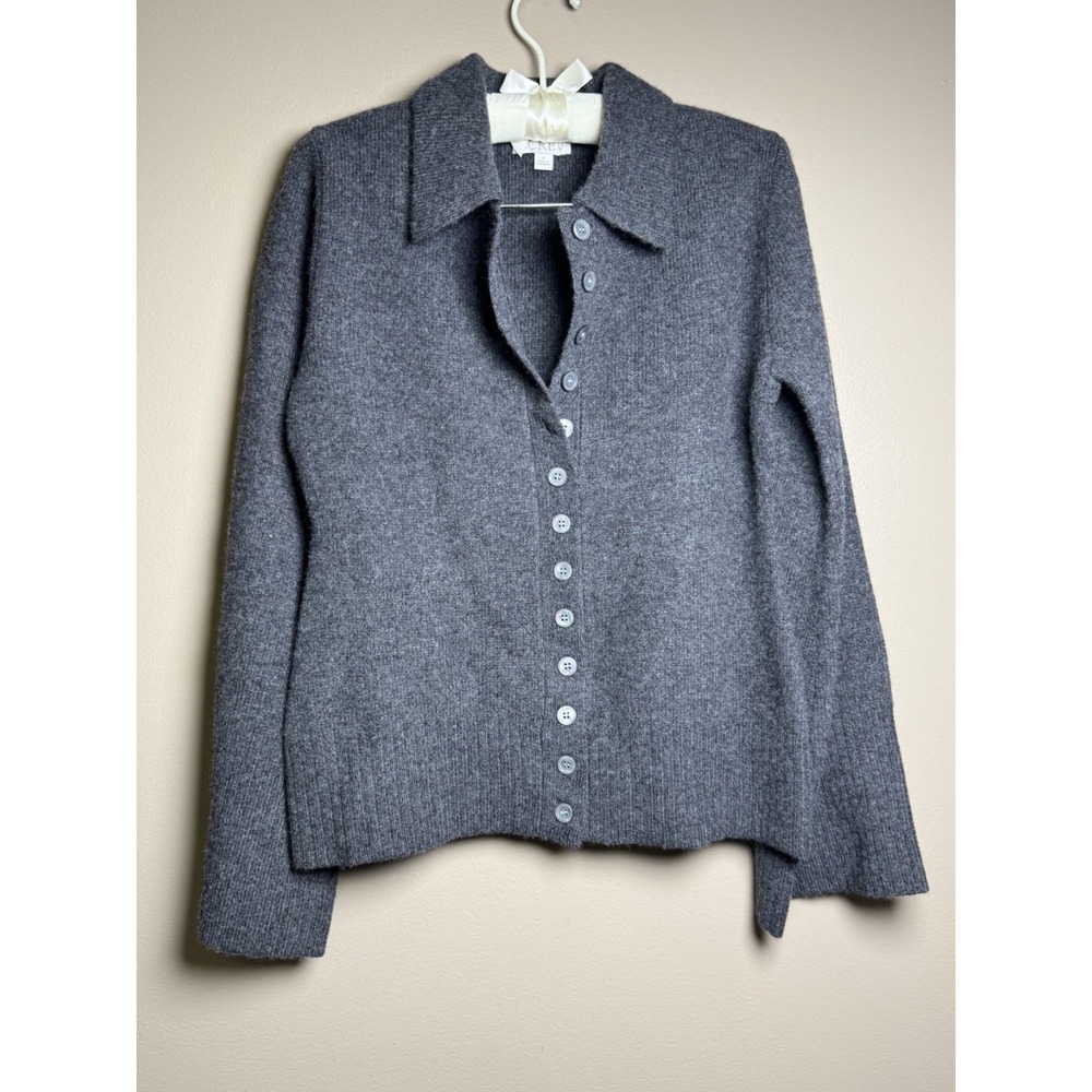 J.Crew Milano-Stitch Cinched-Waist Cardigan Gray Wool Sweater CM715 Womens M